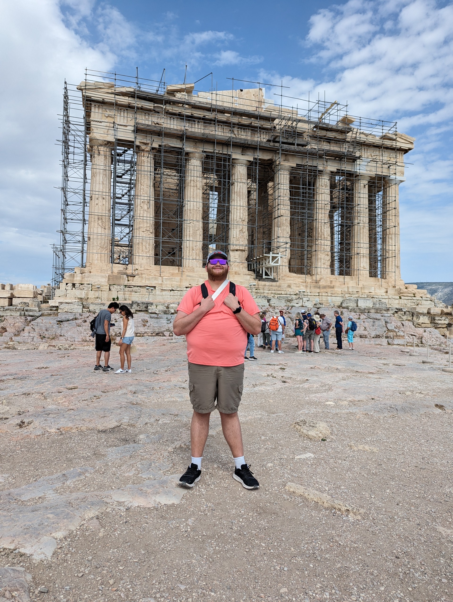 Evan in front of the columns