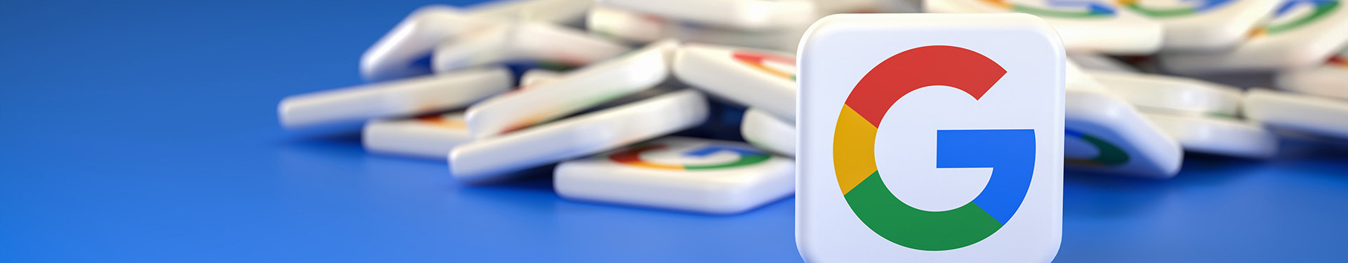 Google logo on a heap of tiles