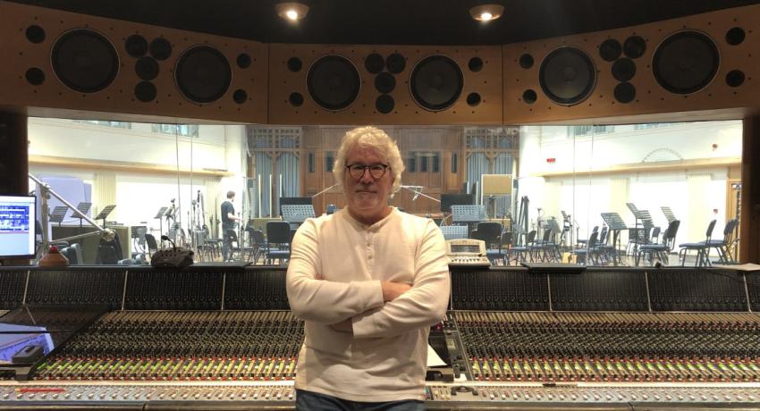 Pictured: Vol State faculty member Steve Bishir in the control room at Air Studios in London, England.