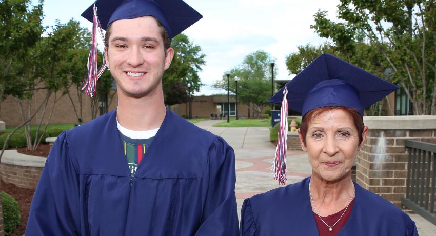 Adult Ed graduates at Vol State Harrison Hackett of Hendersonville and Shelia Cox of Gallatin. 