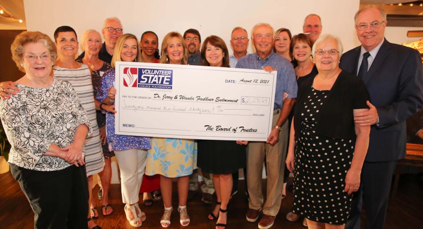 The Vol State College Foundation Board of Trustees presented the Faulkners with a $21,231 endowment in their name. 