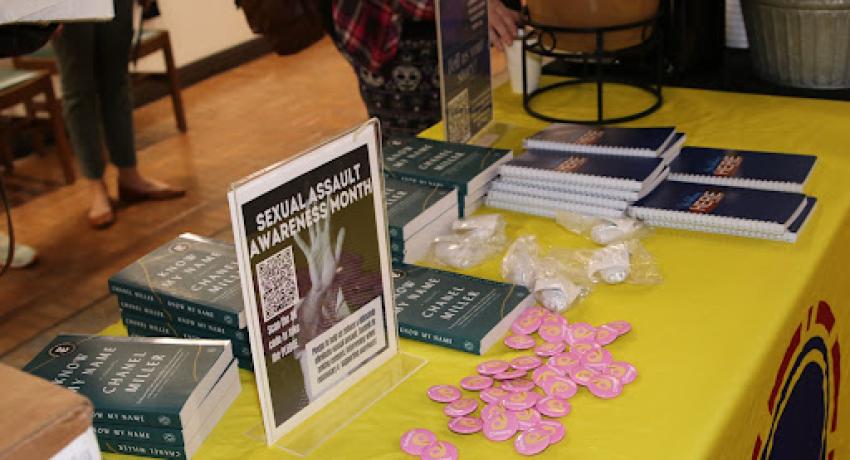 display table with information on sexual assault awareness