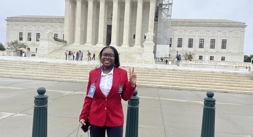 Shay in front of the Supreme Court