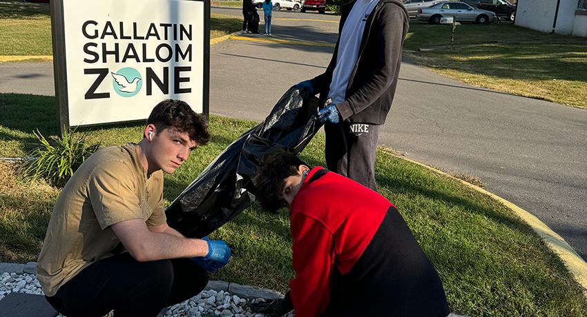 MCHS students repairing a walking path at the Gallatin Shalom Zone